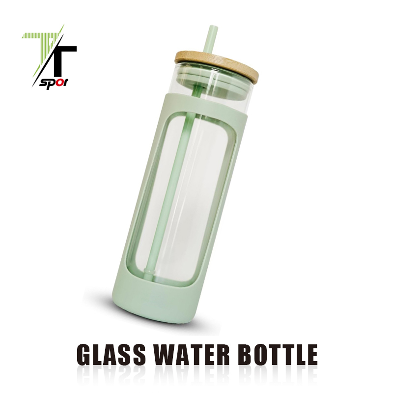 Glass Water Bottle with Bamboo Lid